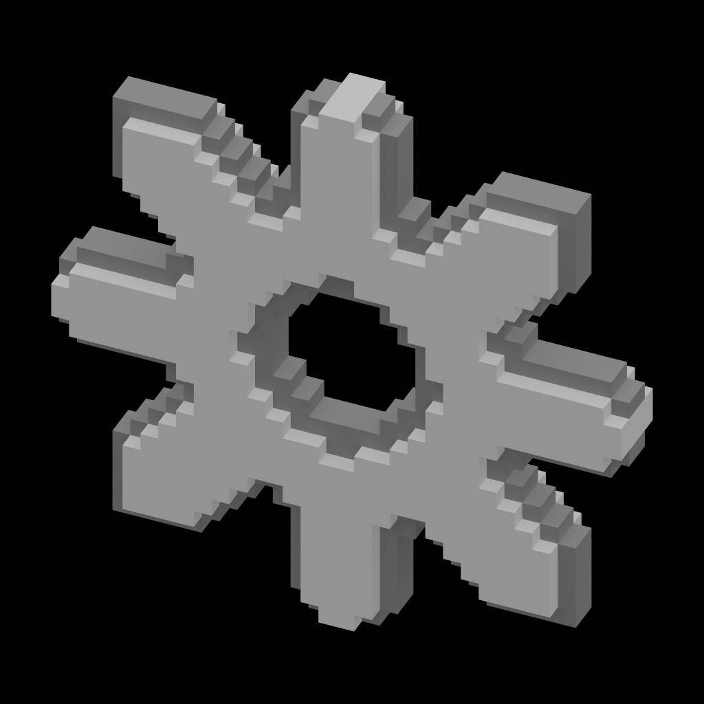 Voxel art of a gear